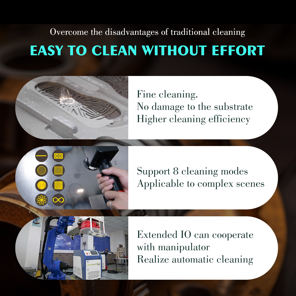 300W 500W 1000W Pulse Laser Cleaning Machine Laser Metal Rust Oil Paint Coating Removal for Aerospace Automotive Manufacturing
